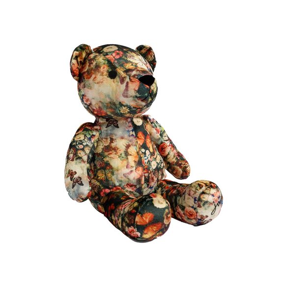 Johnny Was Teyros Velvet Bear Floral Plush Home Stuffed Animals Pink Cream NEW - Picture 2 of 5